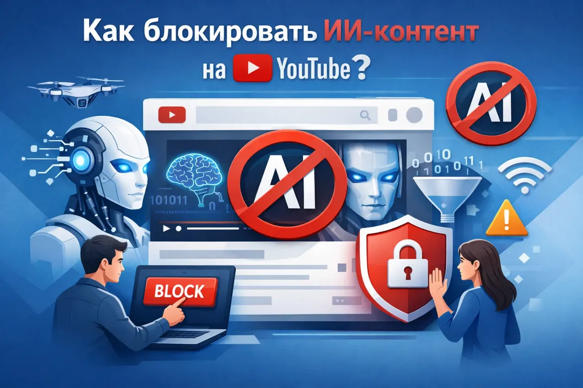 Полное руководство по блокировке ИИ-контента на YouTube! Борьба с нечеловеческим содержимым на ютюб: шаги от простых к продвинутым. - NO-AI.webp